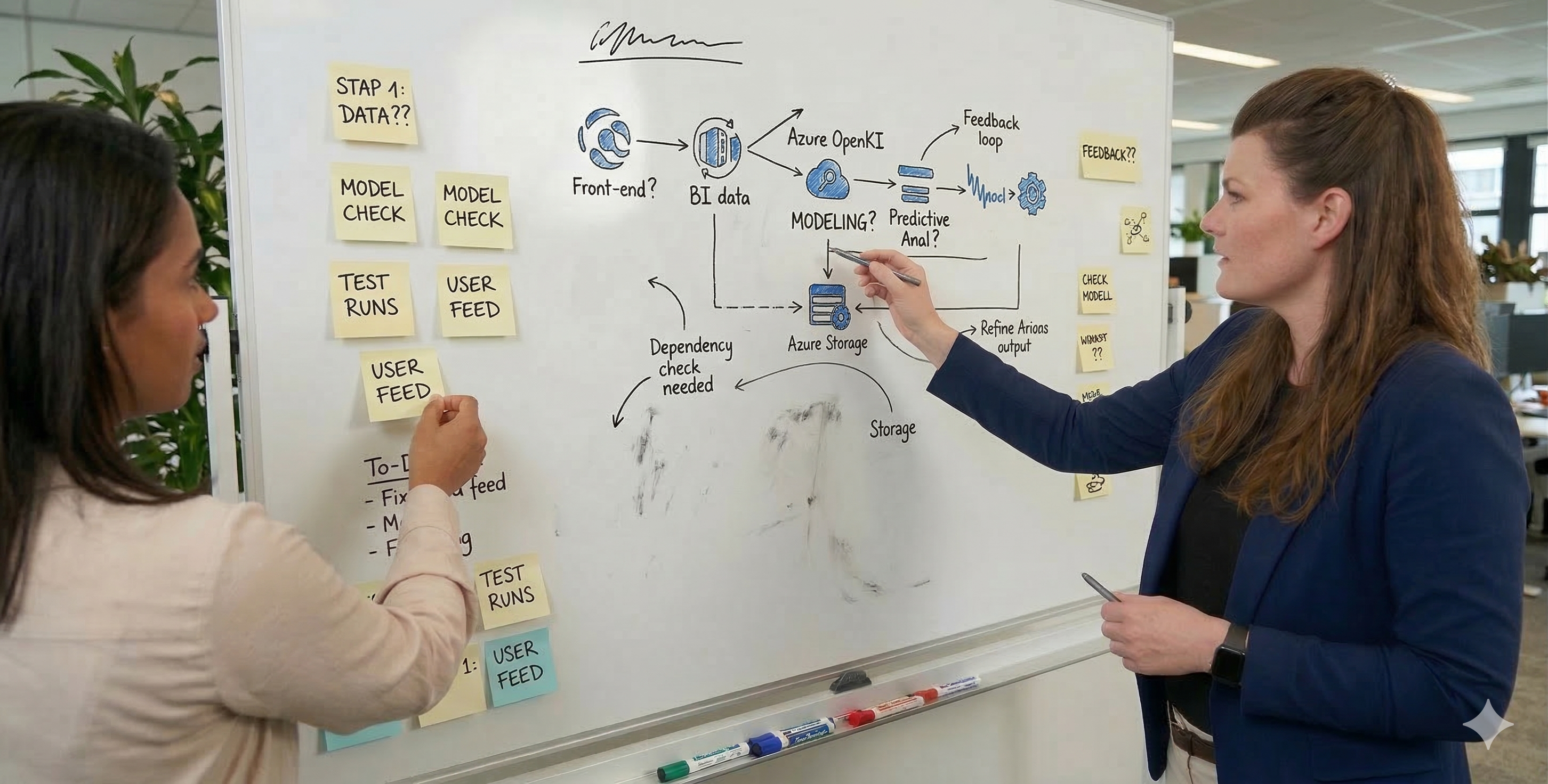 Consultancy sessie bij whiteboard